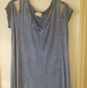 Women's blouse blue comfortable v neck